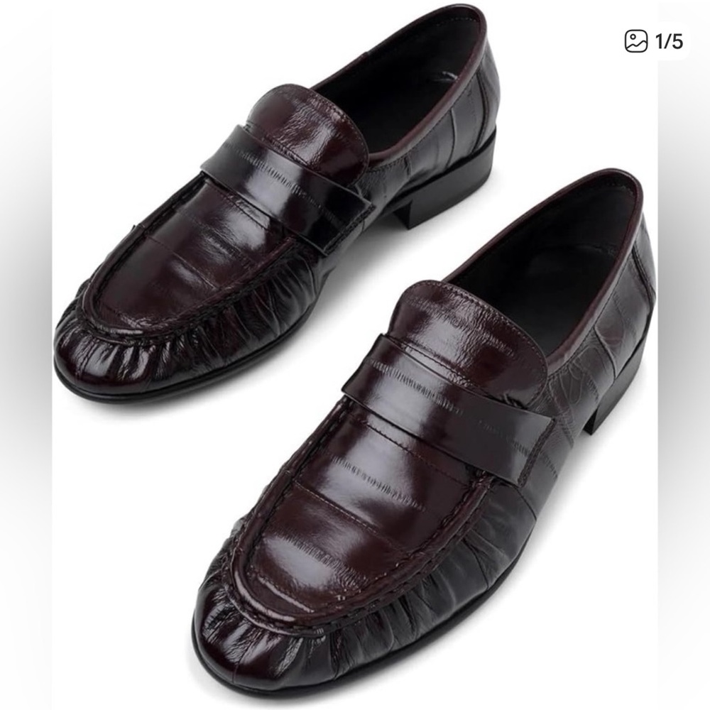 Women's Burgundy Leather Loafers